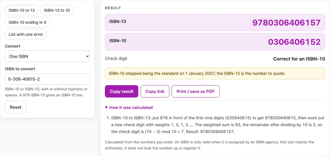 Isbn converter example